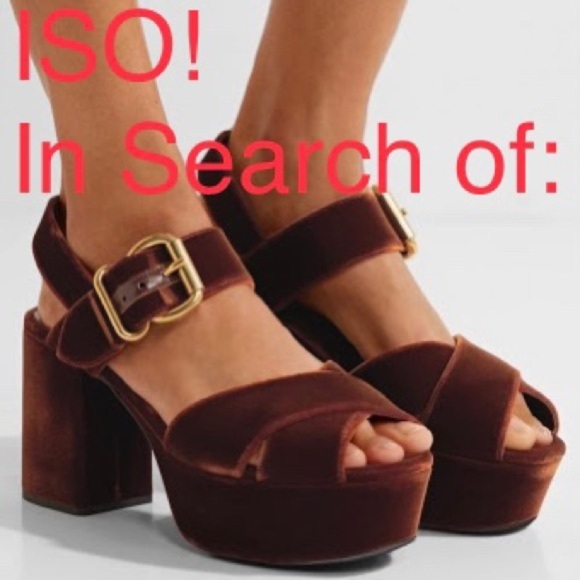 ISO: PRADA Brown Women’s Velvet Platform Sandals - Picture 1 of 1